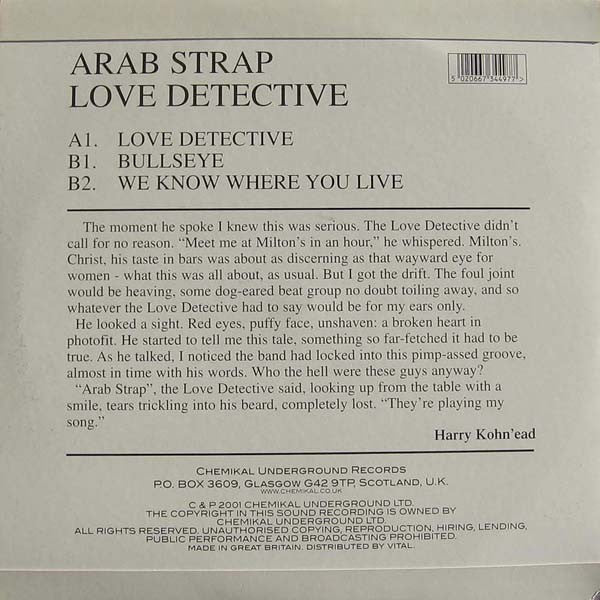 Arab Strap : Love Detective (12", Single)