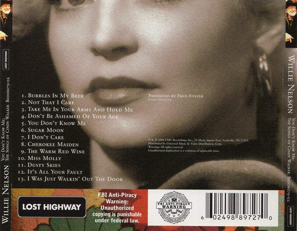 Willie Nelson : You Don't Know Me: The Songs Of Cindy Walker (CD, Album)