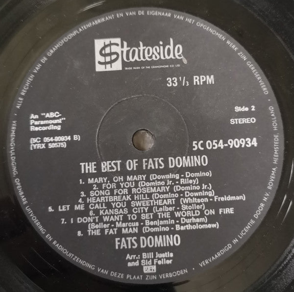 Fats Domino : The Best Of Fats Domino (LP, Comp)