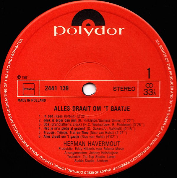 Herman Havermout : Alles Draait Om 't Gaatje (LP, Album)