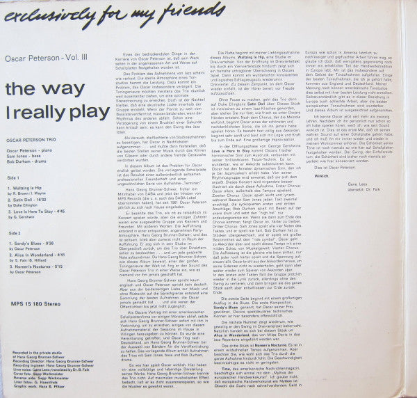 Oscar Peterson : The Way I Really Play (LP, Album)