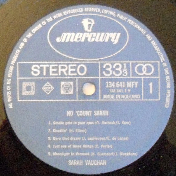Sarah Vaughan : No 'count Sarah (LP, Album, RE)