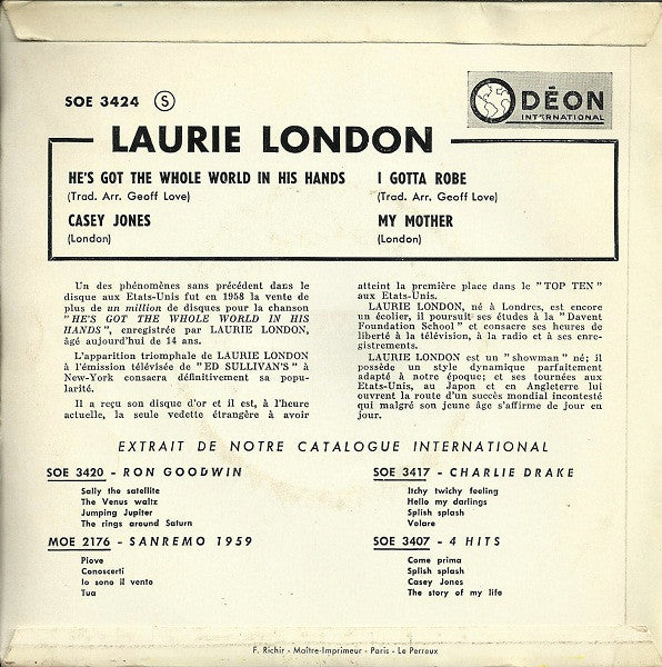 Laurie London : He's Got The Whole World In His Hands (7", EP)