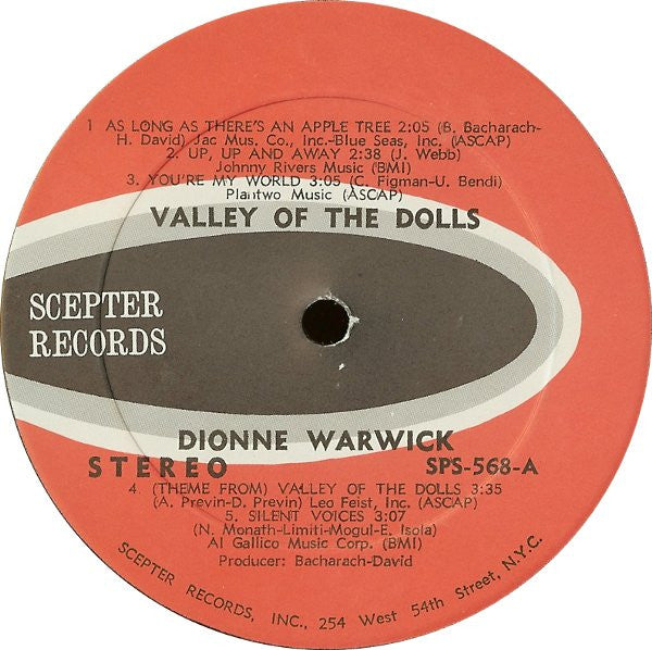 Dionne Warwick : Valley Of The Dolls (LP, Album, Kee)