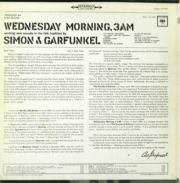 Simon & Garfunkel : Wednesday Morning, 3 A.M. (LP, Album, RE, Ter)