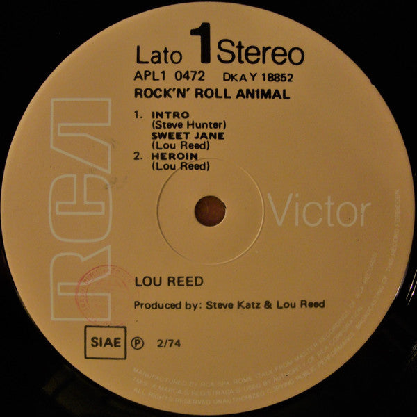 Lou Reed : Rock N Roll Animal (LP, Album, RE)