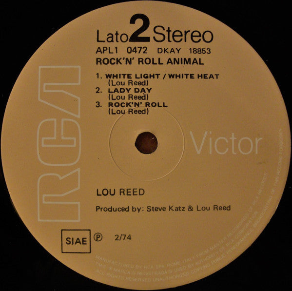 Lou Reed : Rock N Roll Animal (LP, Album, RE)