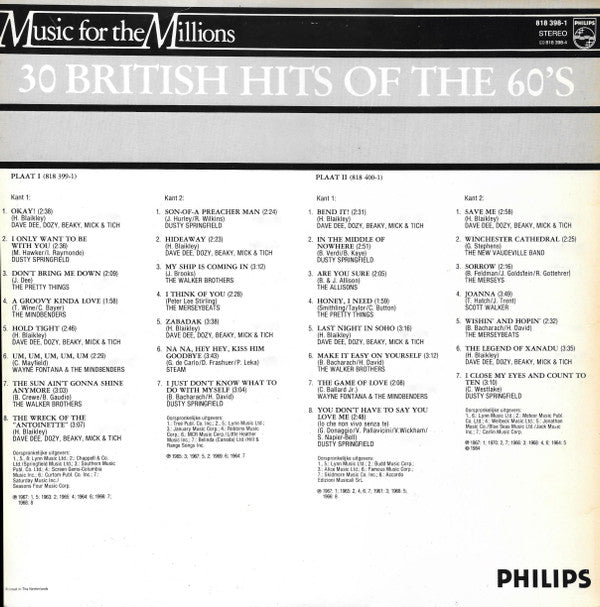 Various : 30 British Hits Of The 60's (2xLP, Comp, RE)