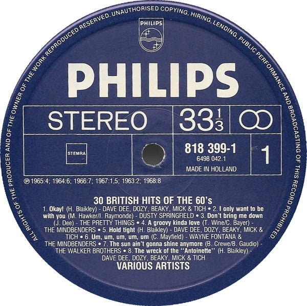 Various : 30 British Hits Of The 60's (2xLP, Comp, RE)