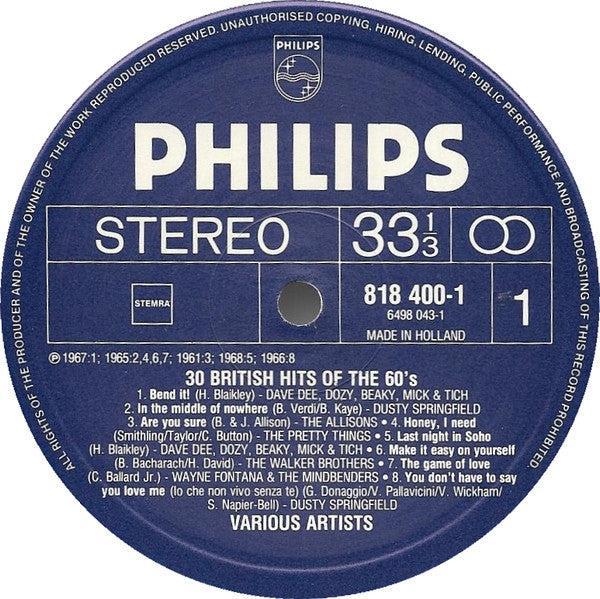 Various : 30 British Hits Of The 60's (2xLP, Comp, RE)