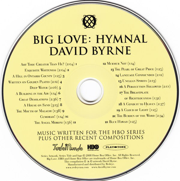 David Byrne : Big Love: Hymnal (Music Written For The HBO Series Plus Other Recent Compositions) (CD, Album)