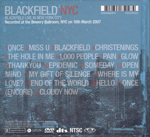 Blackfield : NYC - Blackfield Live In New York City (CD, Album, Dig + DVD-V, Multichannel, NTSC)