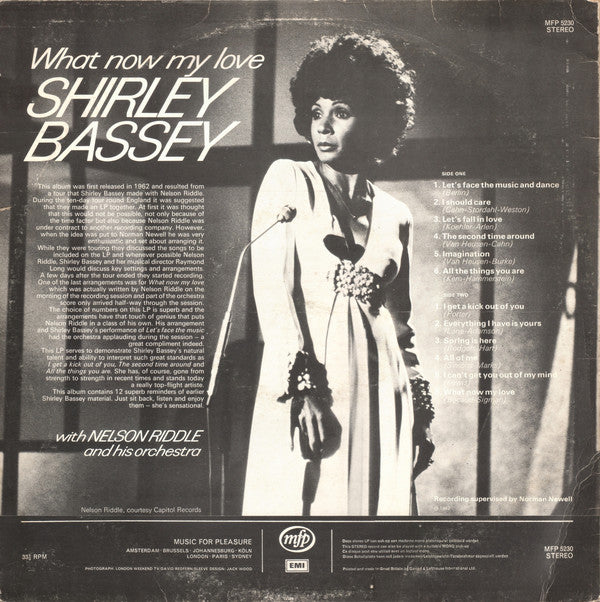 Shirley Bassey With Nelson Riddle And His Orchestra : What Now My Love (LP, Album, RE)