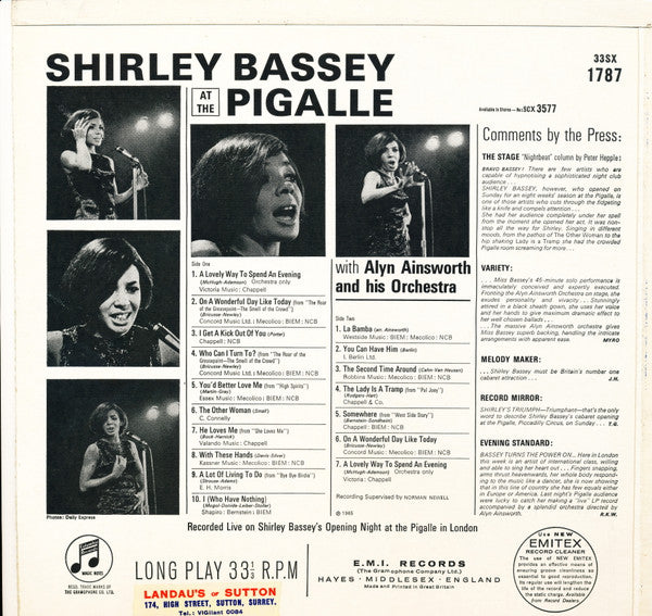 Shirley Bassey : Shirley Bassey At The Pigalle (LP, Album, Mono)