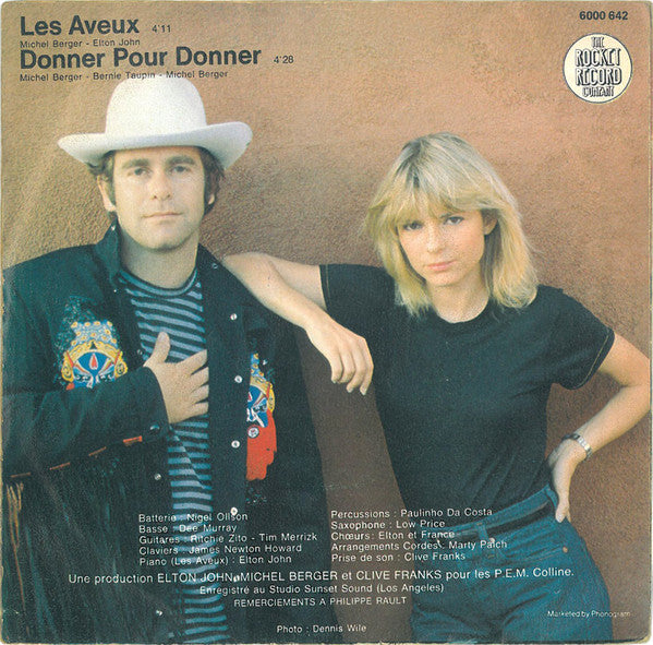 Elton John & France Gall : Les Aveux / Donner Pour Donner (7", Single)