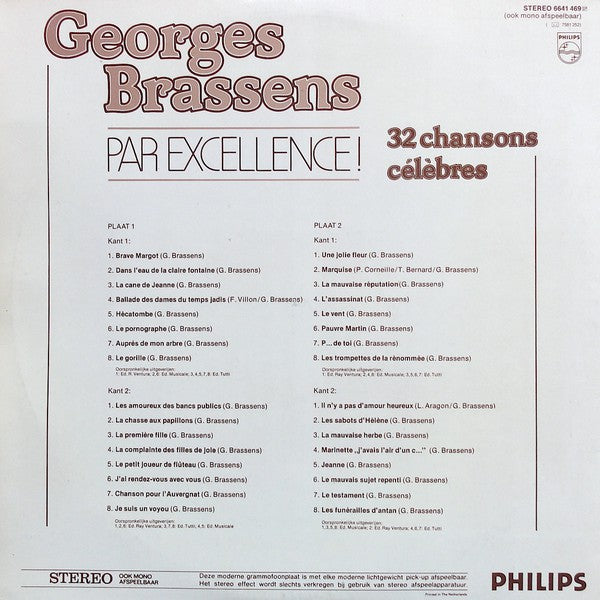 Georges Brassens : Georges Brassens Par Excellence! 32 Chansons Célèbres (2xLP, Album, Comp, Gat)