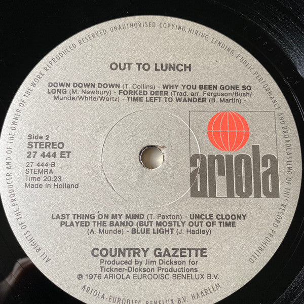 Country Gazette : Out To Lunch (LP, Album)