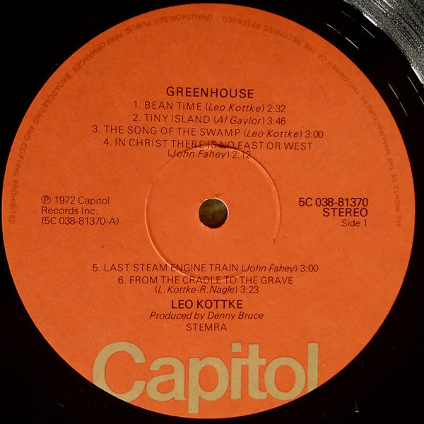 Leo Kottke : Greenhouse (LP, Album, RE)