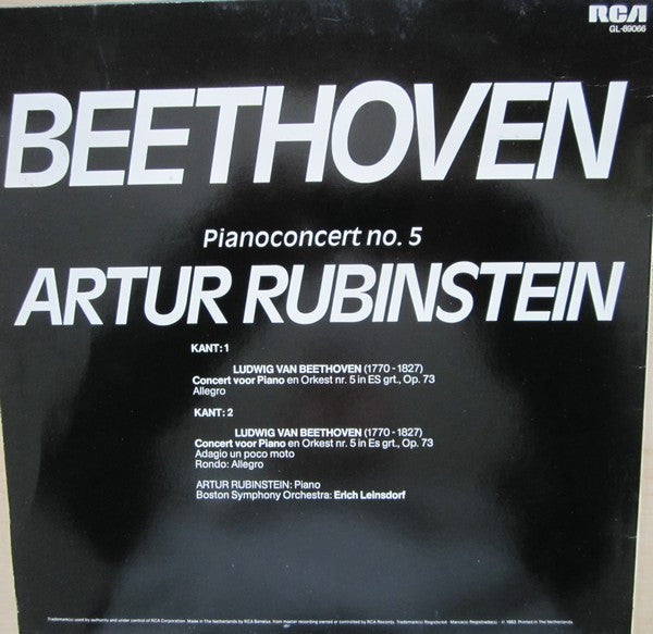 Beethoven*, Arthur Rubinstein, Boston Symfonie Orkest*, E. Leinsdorf* : Pianoconcert No.5 (LP, RE)