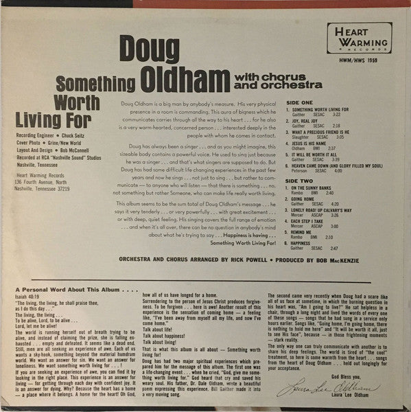 Doug Oldham : Something Worth Living For (LP)