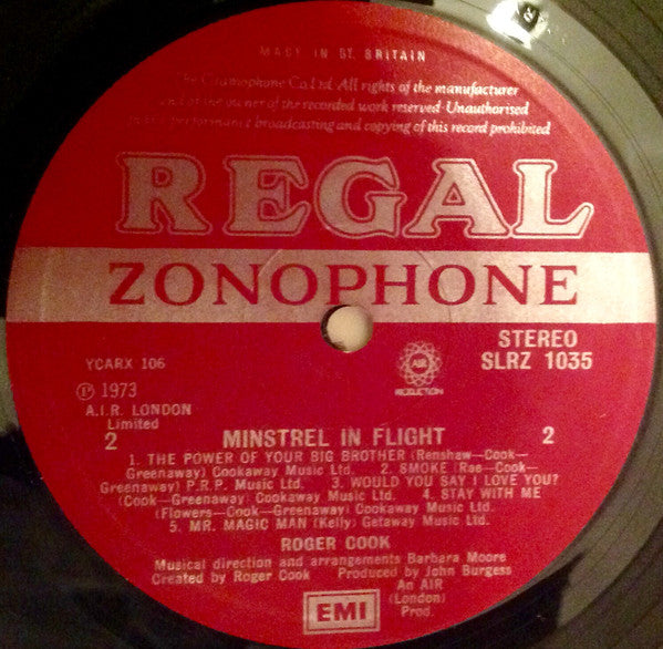 Roger Cook : Minstrel In Flight (LP, Album)