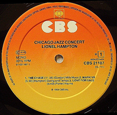 Lionel Hampton And His Orchestra : Chicago Jazz Concert (LP, Album, Mono, RE)