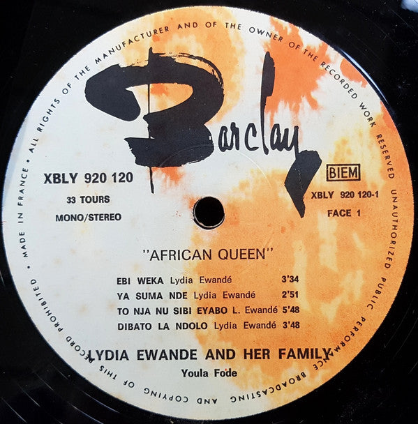 Lydia Ewande And Her Family avec Youla Et Ses Rytmes Africains : African Queen (LP)