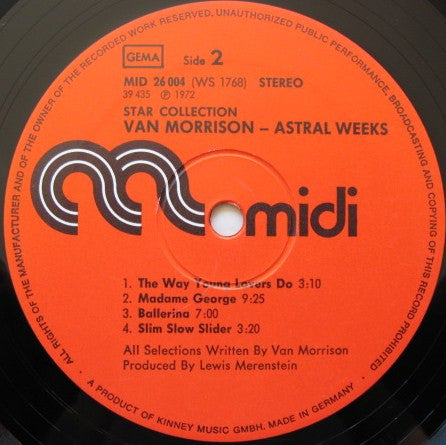 Van Morrison : Astral Weeks (LP, Album, RE)