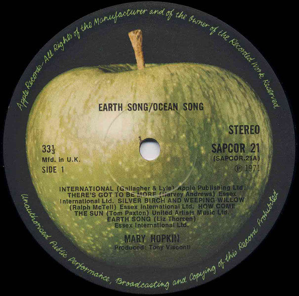 Mary Hopkin : Earth Song / Ocean Song (LP, Album, Gat)