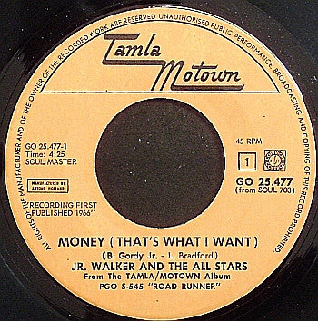 Junior Walker & The All Stars : Money (That's What I Want) / Pucker Up Buttercup (7", Single)