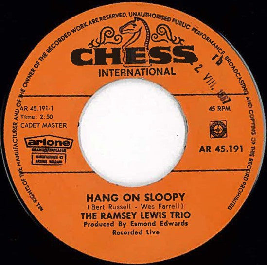 The Ramsey Lewis Trio : Hang On Sloopy (7", Single)