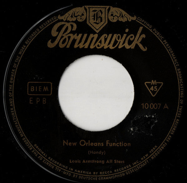 Louis Armstrong And His All-Stars : New Orleans Function / On The Sunny Side Of The Street (7", EP)