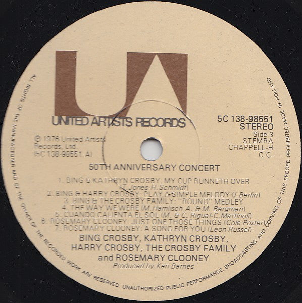 Bing Crosby : Bing Crosby Live -  London Palladium 50th Anniversary Concert (2xLP, Album)