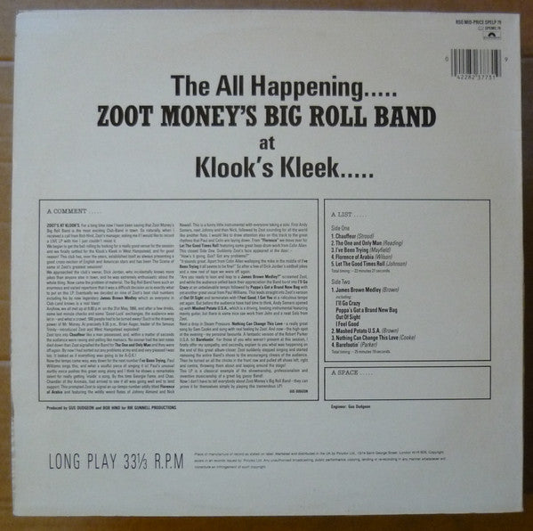 Zoot Money's Big Roll Band : Zoot! (LP, Album, Mono, RE)