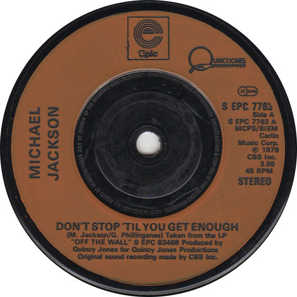 Michael Jackson : Don't Stop 'Til You Get Enough / I Can't Help It (7", Single, Inj)