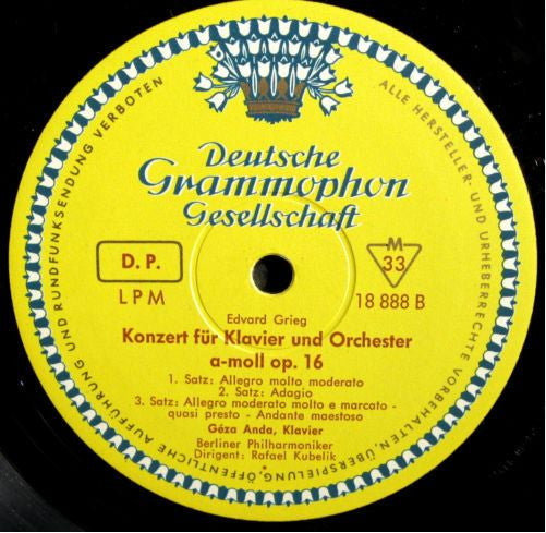 Robert Schumann / Edvard Grieg - Géza Anda, Rafael Kubelik, Berliner Philharmoniker : Klavierkonzerte In A-moll (LP, Mono)