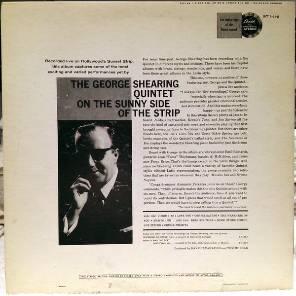 The George Shearing Quintet : On The Sunny Side Of The Strip (LP)