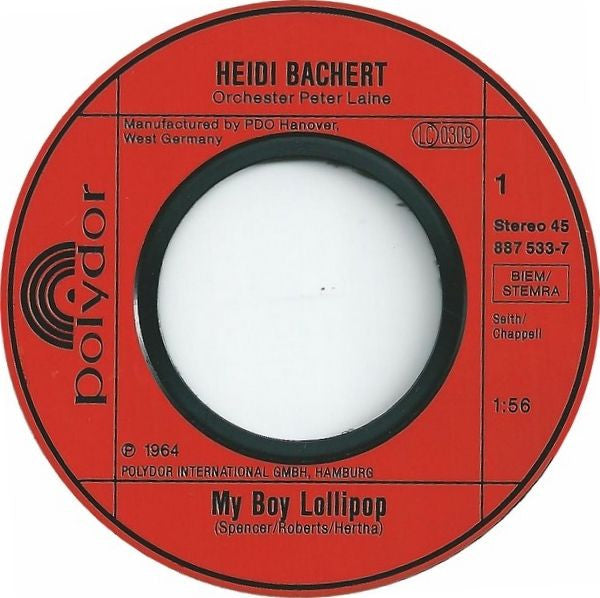 Heidi Bachert : My Boy Lollipop (7", Single, RE)