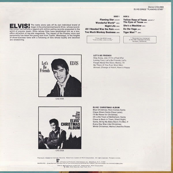 Elvis Presley : Elvis Sings Flaming Star (LP, Album, RE, Gol)