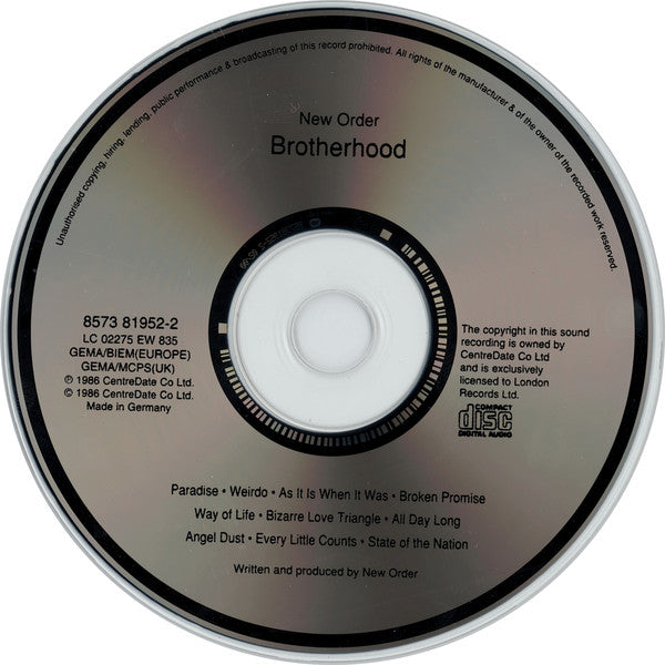 New Order : Brotherhood (CD, Album, RE)