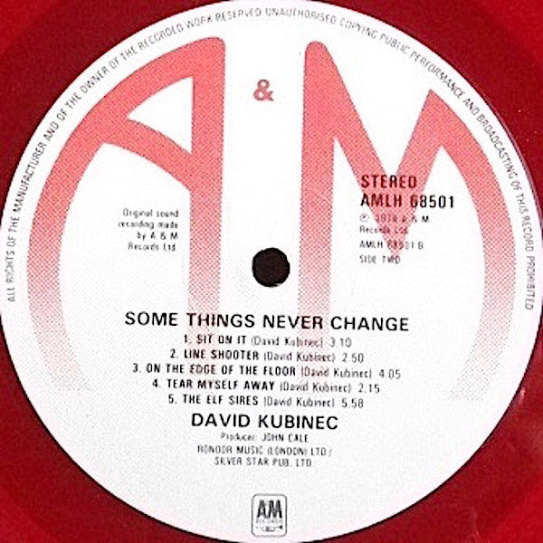 David Kubinec : Some Things Never Change (LP, Album, Red)