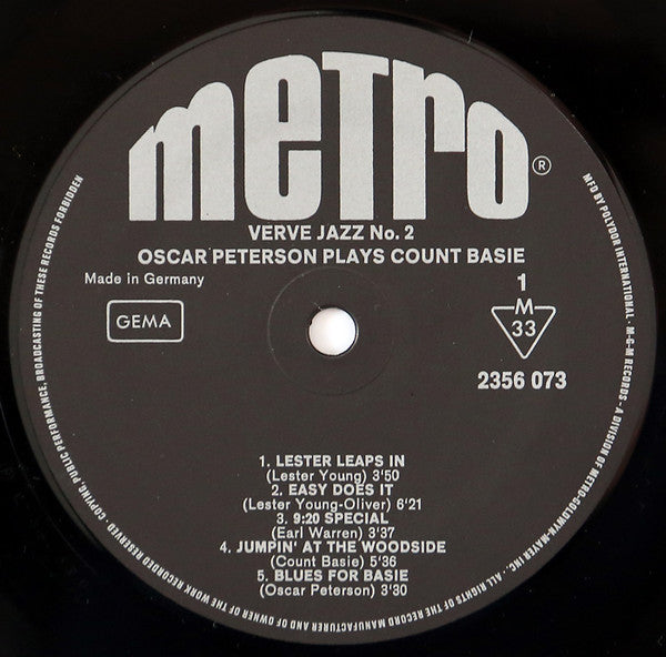Oscar Peterson : Oscar Peterson Plays Count Basie (LP, Album, Mono, RE)