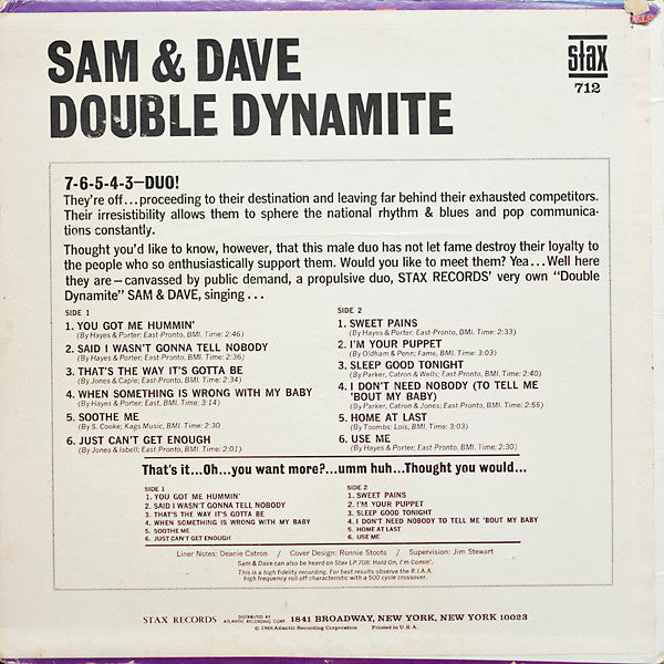 Sam & Dave : Double Dynamite (LP, Album, Mono)