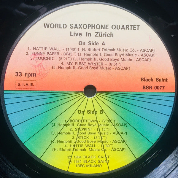 World Saxophone Quartet : Live In Zurich (LP, Album)