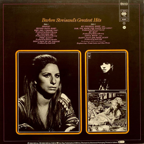 Barbra Streisand : Barbra Streisand's Greatest Hits (LP, Comp)