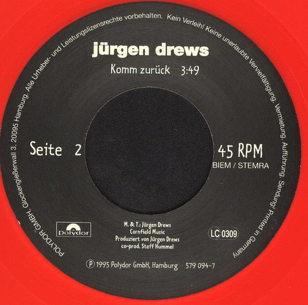 Jürgen Drews : Wahre Liebe / Komm Zurück (7", Single, Ltd, Red)