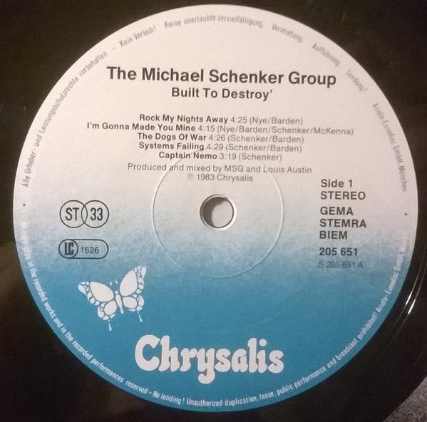 The Michael Schenker Group : Built To Destroy (LP, Album)