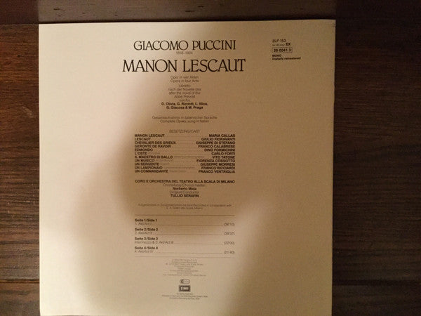 Puccini*, Callas*, Di Stefano*, Fioravanti*, Orchestra* E Coro Del Teatro Alla Scala Di Milano*, Serafin* : Manon Lescaut (Box + 2xLP, Mono, RM)