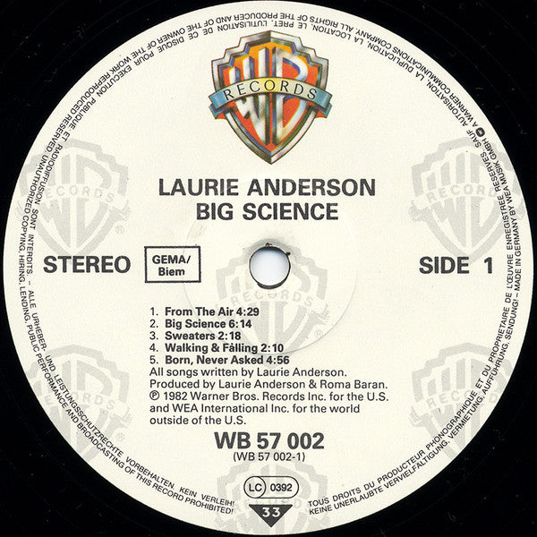 Laurie Anderson : Big Science (LP, Album)