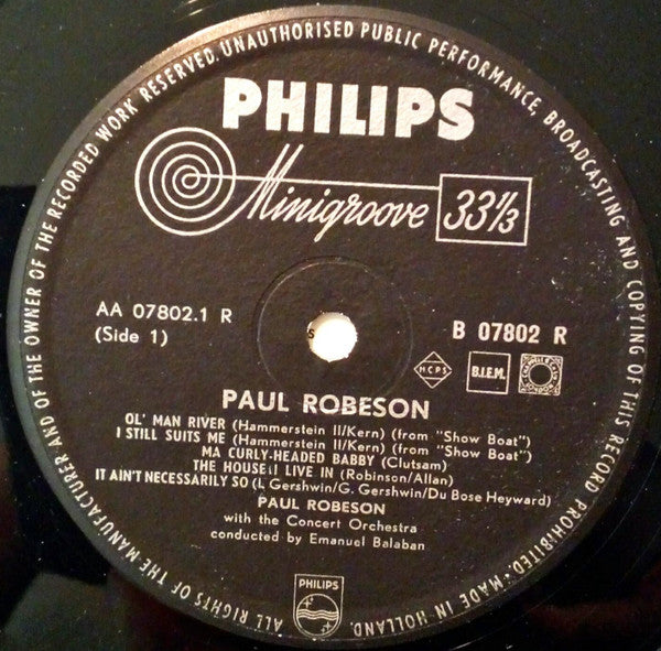 Paul Robeson : Paul Robeson (10", Mono)